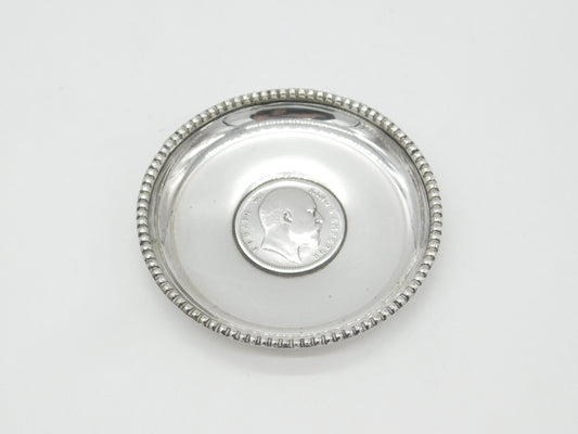 Edwardian Sterling silver King Edward VII Rupee Coin Dish or Ashtray c1905