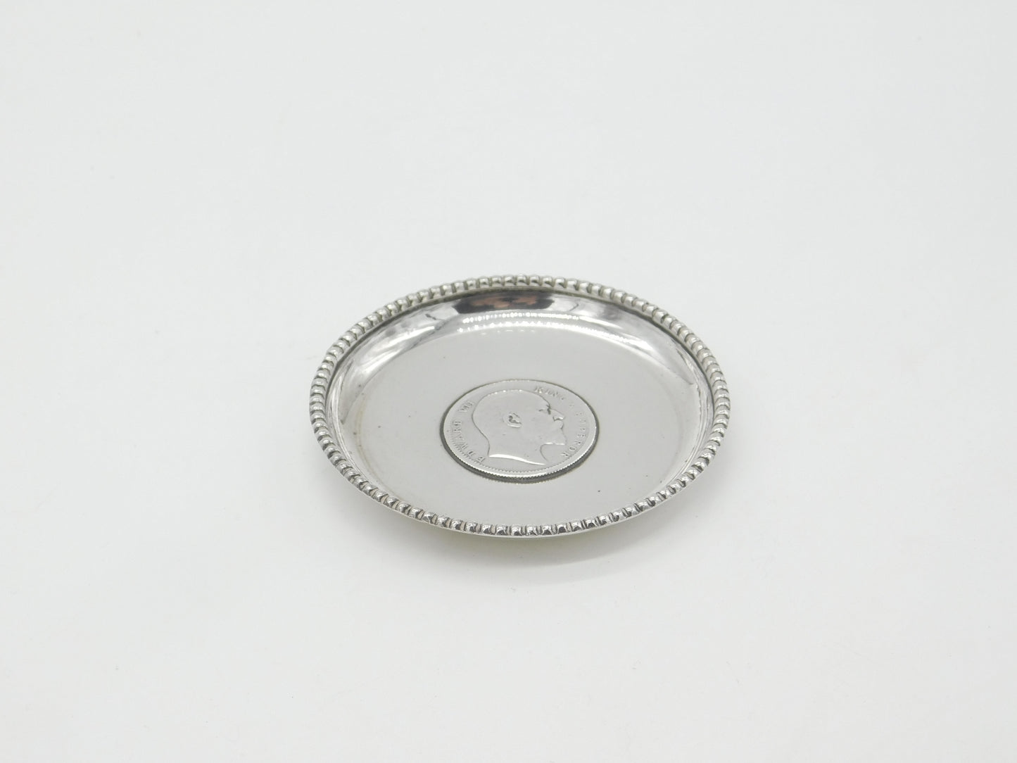 Edwardian Sterling silver King Edward VII Rupee Coin Dish or Ashtray c1905