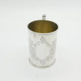 Scottish Victorian Sterling Silver Floral Pattern Tankard Mug Antique Edinburgh
