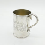 Scottish Victorian Sterling Silver Floral Pattern Tankard Mug Antique Edinburgh