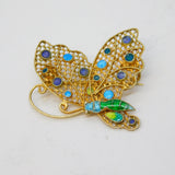 Sterling Silver Gilt Colourful Enamel Butterfly Brooch Antique c1940 Art Deco
