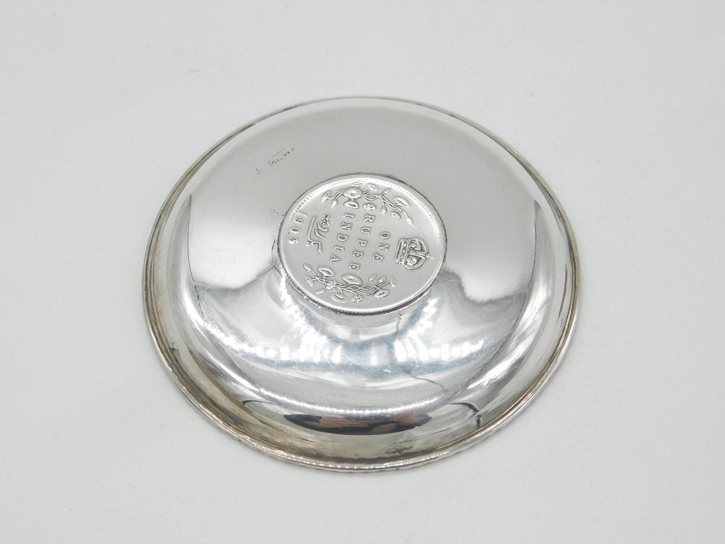 Edwardian Sterling silver King Edward VII Rupee Coin Dish or Ashtray c1905