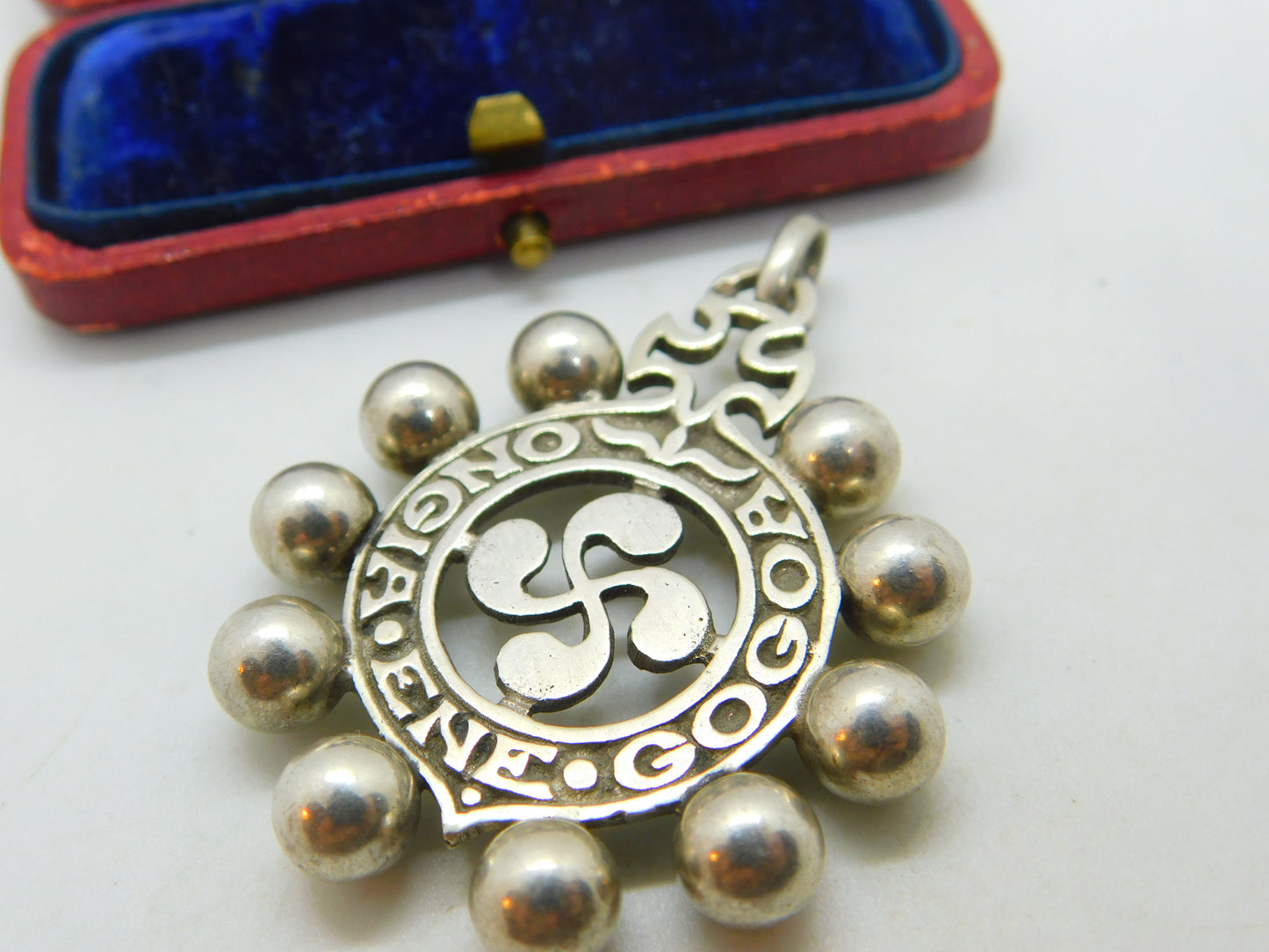 Pays Basque Sterling Silver 'Ongia Ene Gogoa' Good Is My Wish Pendant Vintage