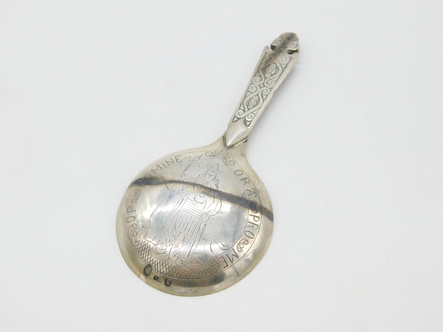 Danish Victorian Sterling Silver Religious Anointing Spoon 1885 Simon Groth