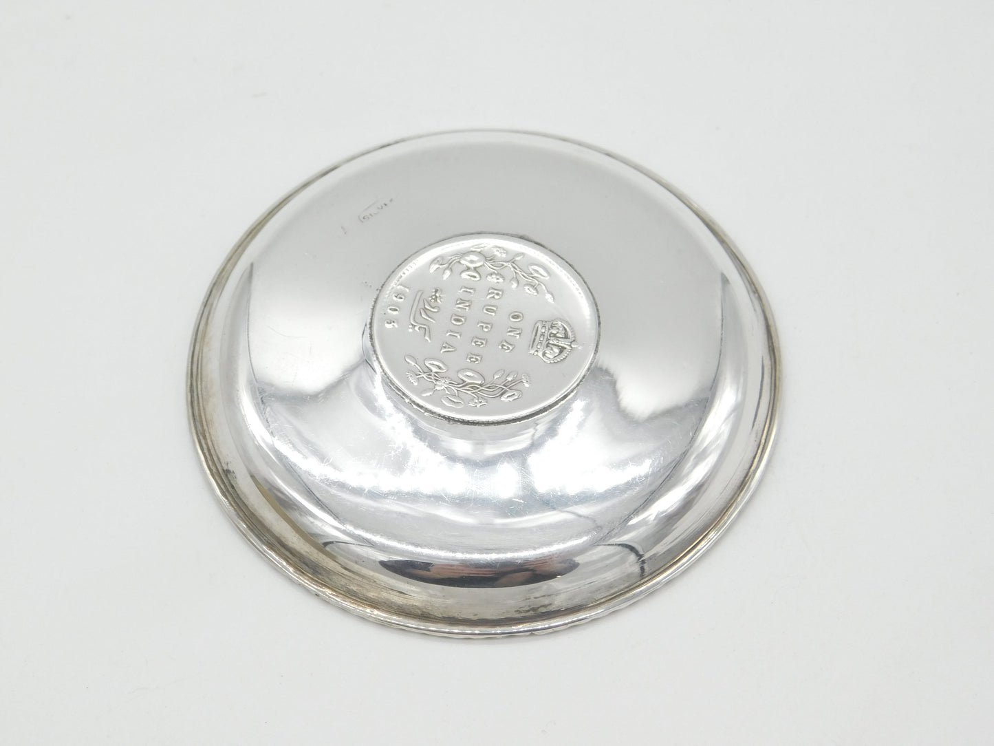 Edwardian Sterling silver King Edward VII Rupee Coin Dish or Ashtray c1905