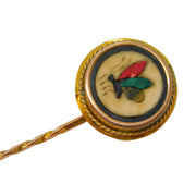 Victorian 9ct Gold Mounted Pietra Dura Butterfly Stick Pin Antique c1880
