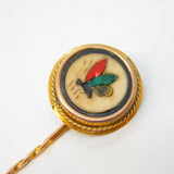Victorian 9ct Gold Mounted Pietra Dura Butterfly Stick Pin Antique c1880