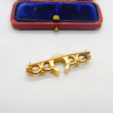 Victorian 9ct Yellow Gold & Seed Pearl Horseshoe Sweetheart Brooch Antique c1890