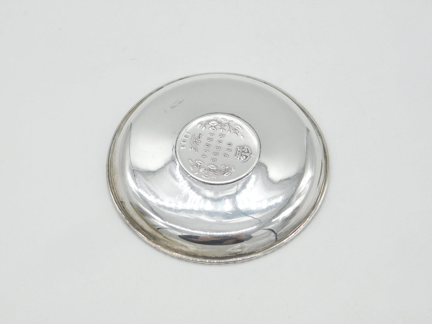 Edwardian Sterling silver King Edward VII Rupee Coin Dish or Ashtray c1905