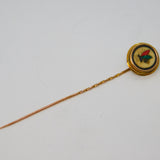 Victorian 9ct Gold Mounted Pietra Dura Butterfly Stick Pin Antique c1880