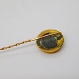 Victorian 9ct Gold Mounted Pietra Dura Butterfly Stick Pin Antique c1880