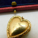 9ct Gold Back & Front, Seed Pearl & Garnet Heart Shaped Locket Antique c1920