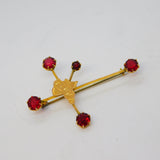 9ct Yellow Gold & Garnet Southern Cross Constellation Brooch Antique c1920