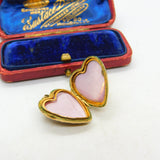 9ct Gold Back & Front, Seed Pearl & Garnet Heart Shaped Locket Antique c1920