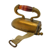 Victorian Brass & Red Agate Novelty Iron Sewing Measuring Tape Antique c1850