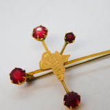 9ct Yellow Gold & Garnet Southern Cross Constellation Brooch Antique c1920