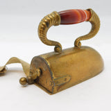 Victorian Brass & Red Agate Novelty Iron Sewing Measuring Tape Antique c1850