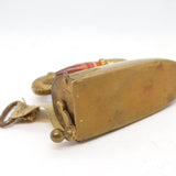 Victorian Brass & Red Agate Novelty Iron Sewing Measuring Tape Antique c1850