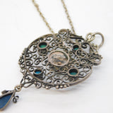 Austro-Hungarian Sterling Silver & Turquoise Pendant Necklace Antique c1860