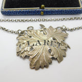 Georgian Sterling Silver Vine Leaf Claret Decanter Label 1825 Birmingham Antique