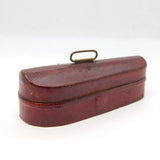Victorian Novelty Tooled Leather Violin Case Travelling Inkwell Antique c1850