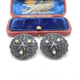 Theodor Fahrner Pair Of Sterling Silver, Enamel & Pearl Art Nouveau Brooches c1920
