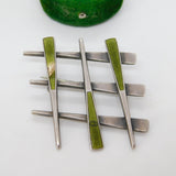 Aksel Holmsen Norwegian Sterling Silver Green Enamel Cross Hatch Brooch Antique