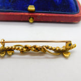 Victorian 15ct Yellow Gold & Seed Pearl Shamrock Knot Brooch Antique c1880
