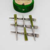 Aksel Holmsen Norwegian Sterling Silver Green Enamel Cross Hatch Brooch Antique
