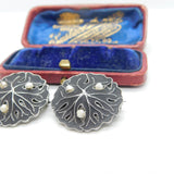 Theodor Fahrner Pair Of Sterling Silver, Enamel & Pearl Art Nouveau Brooches c1920