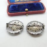 Theodor Fahrner Pair Of Sterling Silver, Enamel & Pearl Art Nouveau Brooches c1920