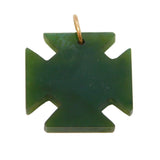 19th Century 9ct Gold & Carved Nephrite Jade Maltese Cross Pendant Antique