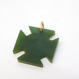 19th Century 9ct Gold & Carved Nephrite Jade Maltese Cross Pendant Antique