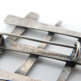 Aksel Holmsen Norwegian Sterling Silver Green Enamel Cross Hatch Brooch Antique