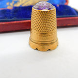 Victorian 14ct Yellow Gold & Carved Amethyst Sewing Thimble Antique c1890