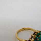 9ct Yellow Gold Turquoise Set Floral Cluster Ring Vintage 1967 London