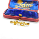 Victorian 15ct Yellow Gold & Seed Pearl Set Sweetheart Brooch Art Nouveau c1890