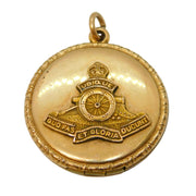 WW1-era Rolled Gold Royal Artillery Sweetheart Locket Pendant Antique c1915