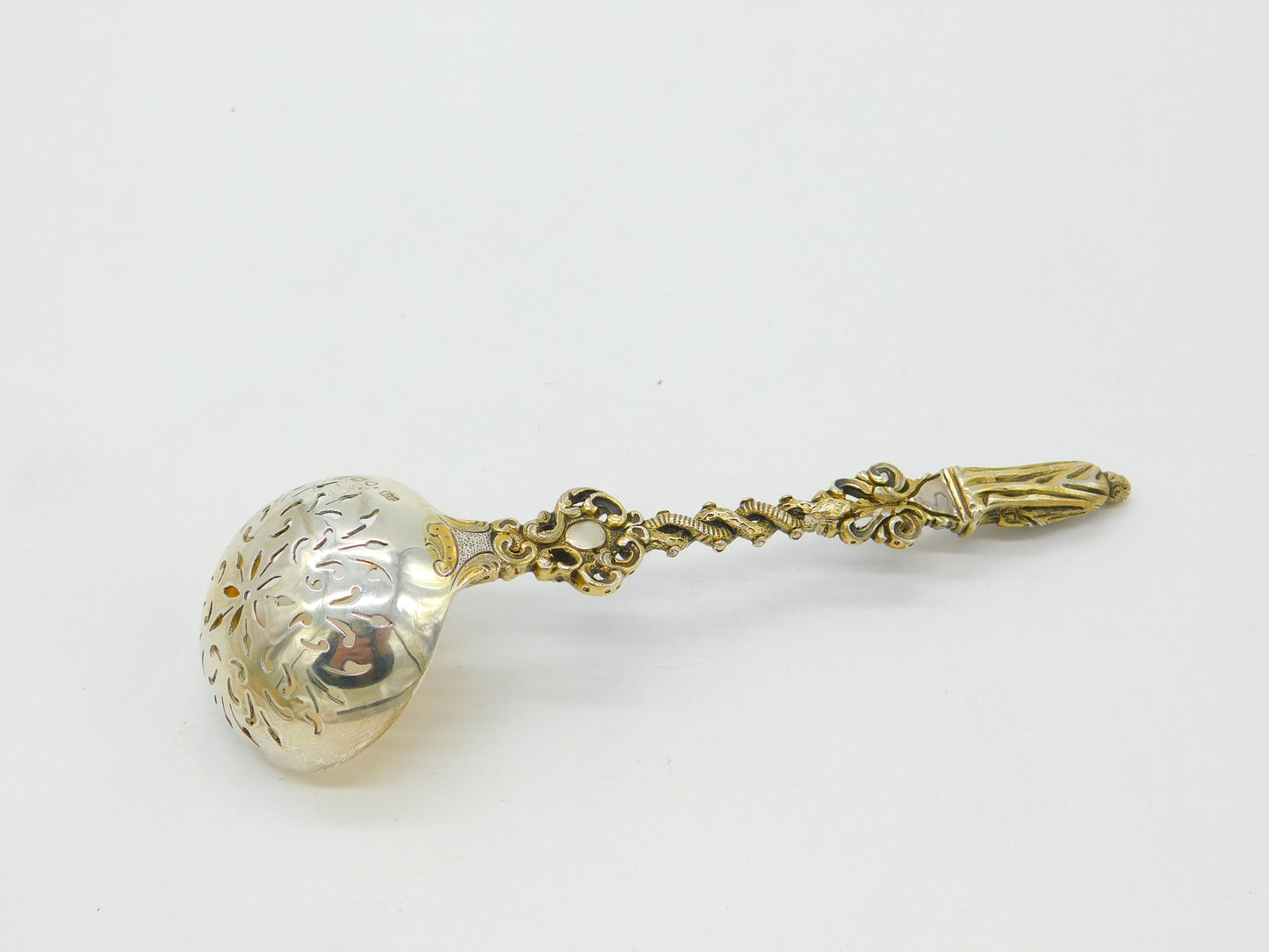 Victorian Sterling Silver Gilt Apostle Terminal Sugar Caster Spoon 1872 London