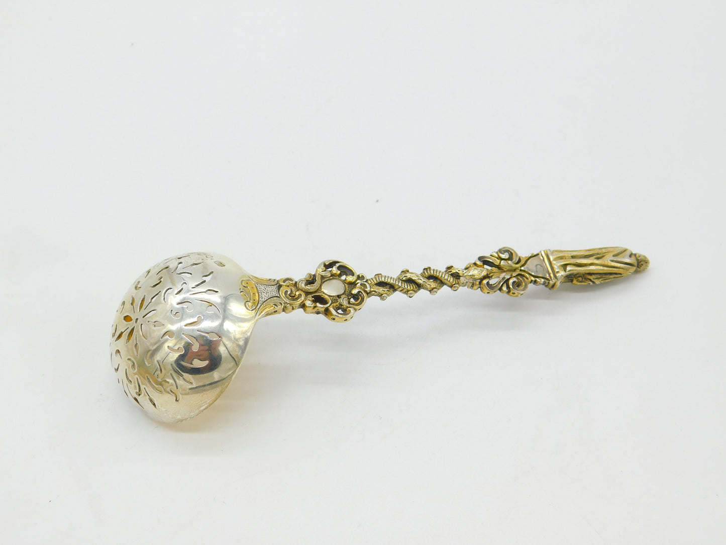 Victorian Sterling Silver Gilt Apostle Terminal Sugar Caster Spoon 1872 London