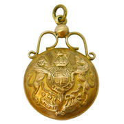 WW1-era Rolled Gold Military Button Form Sweetheart Locket Antique c1915