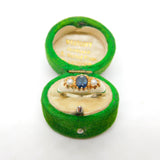 Victorian 18ct Yellow Gold, Sapphire & Pearl Set Boat Ring Antique c1890