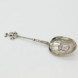 Victorian Dutch .833 Grade Silver Stork Pattern Christening Spoon c1890 Antique