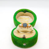 Victorian 18ct Yellow Gold, Sapphire & Pearl Set Boat Ring Antique c1890