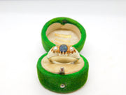 Victorian 18ct Yellow Gold, Sapphire & Pearl Set Boat Ring Antique c1890