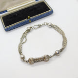 Victorian French Sterling SIlver Albertina Bracelet with Ball Links Antique 1860
