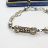 Victorian French Sterling SIlver Albertina Bracelet with Ball Links Antique 1860