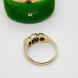 Victorian 18ct Yellow Gold, Sapphire & Pearl Set Boat Ring Antique c1890