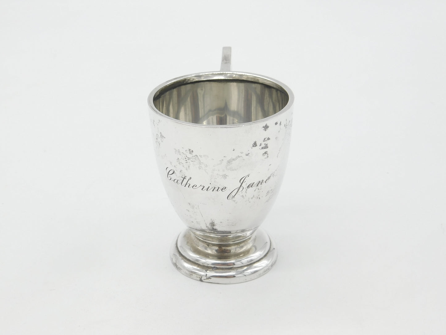 Sterling Silver Christening Mug Tankard 'Catherine Jane' 1919 Birmingham