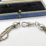 Victorian French Sterling SIlver Albertina Bracelet with Ball Links Antique 1860